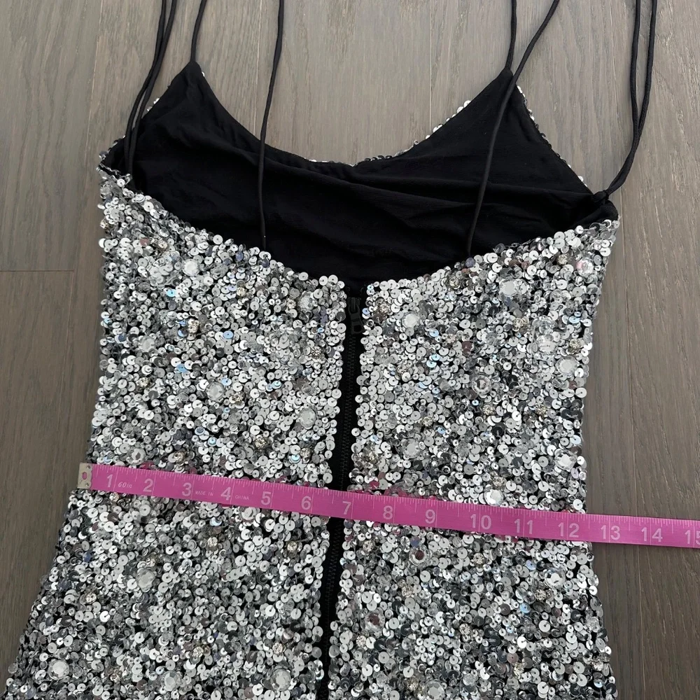 Alice + Olivia Silver Sequin Maxi Dress - Picture 10 of 12